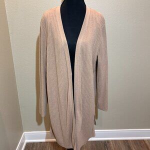 Talbots Tan Camel Open Front Sweater Duster Cardigan